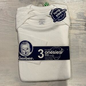 3 for $50 Gerber long sleeved bodysuit white 12M